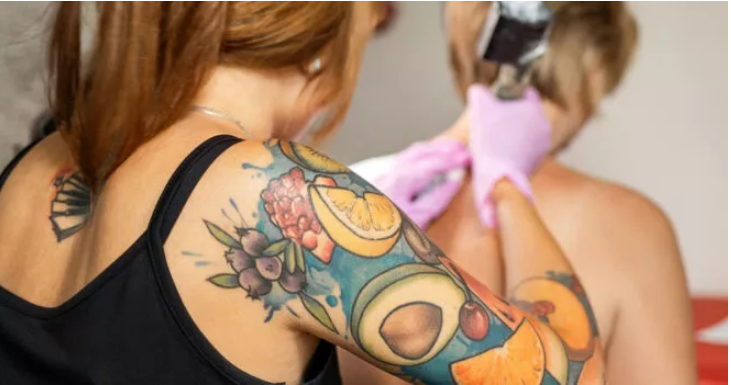 A grandmother has shared what she looked like before adorning her body with tattoos